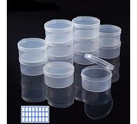 12 Pieces Round Plastic Storage Box with Closed Switch Hinged Cover Lid, 2.2"x2.2"x1.1" Sturdy Storage Boxs for Beads, Jewelry, Clip, Bait, Sewing Tools and More Small Items, 24PC Mark Stickers