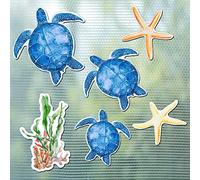 12 Pieces Screen Door Magnets Double Sided Sea Turtle Sea Animal Seaweed Magnetic Sticker Sliding Door Warning Retractable Removable Magnet for Screen Sliding Doors Protector Patio Pet Dog Safe