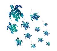 12 Pieces Sea Turtle Tile Stickers Waterproof Wall Decals Turtle Vinyl Stickers Underwater Ocean Wall Sticker Sea Wall Decals for Home Office Living Room Wall Bathroom Toilet