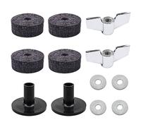 12 Pieces/set Drum Kit Soft Round Felt Pad Wing Nut Washers Drum Set Assembly Accessories Black/Gray Stand Sleeves