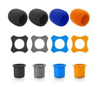 12 Pieces Shakeproof Anti-Rolling Handheld Microphone Windscreen Foam Cover & Mic Protection Silicone Ring & Bottom Rod Sleeve Holder Set for KTV Device(Color Random)