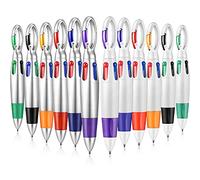 12 Pieces Shuttle Pens Retractable 4 In 1 Neon Colored Pens with Keychain, Multi-color Nurses Ballpoint Pens for School Projects, Stocking Stuffing, Party Favor, Students Children Presents, 2 Designs
