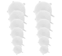 12 Pieces Silicone Fresh-Keeping Lids, Airtight Fresh-Keeping Lids, Stretchable Food Covers, Silicone Elastic Lids, Reusable Food Covers