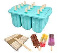 12 Pieces Silicone Popsicles Molds, Reusable Popsicle Maker Holder with 50 Sticks, DIY Ice Cream Cake Pop Mold for Homemade Frozen Dessert Juice Fruit Easy Release