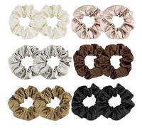12 Pieces Silk Hair Scrunchies - 6 Colors Satin Elastic Hair Ties and Bobbles for Women Girls - Soft Hair Accessories