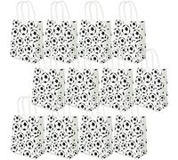 12 Pieces Soccer Goodie Bags With Handles for Party Favors - Snack and Candy Bags for Boys Girls Themed Birthday Supplies (Classic Pattern)