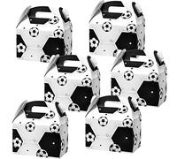 12 Pieces Soccer Treat Box Candy Goodie Box 6 x 6 x 3.5 Inches Theme Birthday Soccer Party Favors Candy Box Party Favor Paper Soccer Treat Bags Soccer Party Decorations Party Favor Set (Nice Style)