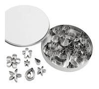 12 Pieces Spring Mini Cookie Cutters Leaf Rose Petal Teardrop Flower Shapes Metal Biscuit Cutter Cake Tool Sugar Craft DIY Model Set, Suitable for Easter and Children.