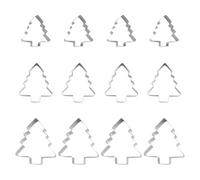 12 Pieces Stainless Steel Christmas Tree Cookie Cutters Metal Xmas Biscuit Cutter Set Small Holiday Pastry Cutter Cake Decorating Fondant Cutters Assorted Size Cookie Moulds for Food Party Decorations