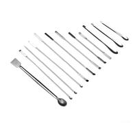 12 Pieces Stainless Steel Lab Spatula Micro Scoop Set, Laboratory Sampling Spoon Mixing Spat for Powders, Gel and Granular Materials