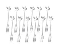 12 Pieces Stainless Steel Leaf Shape Mini Dessert Forks Set, 4.7" Home Kitchen Tableware Demitasse Dishwasher Safe Cake Creative Dessert Stirring Mixing Sugar Stir Ice Cream Fruit Fork