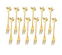 12 Pieces Stainless Steel Leaf Shape Mini Dessert Forks Set, 4.7" Home Kitchen Tableware Demitasse Dishwasher Safe Cake Creative Dessert Stirring Mixing Sugar Stir Ice Cream Fruit Fork