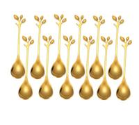 12 Pieces Stainless Steel Leaf Shape Mini Dessert Spoons Set, 4.7" Home Kitchen Tableware Demitasse Espresso Dishwasher Safe Coffee Cake Dessert Stirring Mixing Sugar Stir Ice Cream Fruit Teaspoon