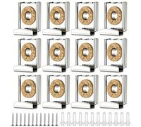 12 Pieces Stainless Steel Mirror Holders, Adjustable Wall Mirror Hooks with Spring, Heavy Duty Mirror Clips 4-6mm Thickness, Frameless Metal Brackets with Dowels and Screws