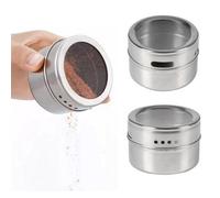 12 Pieces Stainless Steel Spice Jars Magnetic Seasoning Storage Tins