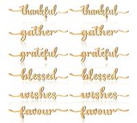12 Pieces Thanksgiving Wood Word Cutout Thankful Plate Signs Grateful Blessed Gather Sign Thanksgiving Place Sign Thankful Plate Cutout Thanksgiving Sign for Table Home Dinner Party