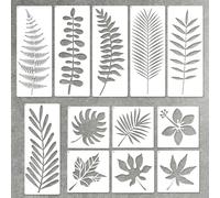 12 Pieces Tropical Palm Leaf Stencils Fern Leaf Stencil, Reusable Tile Stencil Large Wall Stencils for Painting on Wood, Walls, Furnitures, Tiles, Canvas, Home Wall Tile Decor Stencil (Fern Pattern)