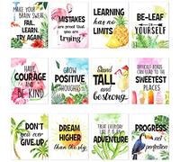 12 Pieces Tropical Themed Growth Mindset Posters Bulletin Board Display Set Growth Motivational Positive Sayings Sign Inspirational Quote Wall Art for School Decoration Teacher Supplies