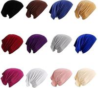 12 Pieces Under Scarf Hijab Cap Under Caps for Turban Head Wraps Scarf Solid Color Hijab Tube Unisex Stretch Dreadlocks Tube Neck Cover