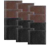 12 Pieces Wallet for Men Leather Men's Wallets Bulk for DIY Engraving With Money Clip Card Holder(6 Black and 6 Light Brown)