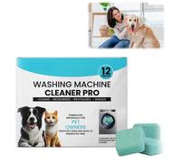 12 Pieces Washer Descaler Tablets,Washing Machine Cleaner Pet Hair,Washing Tablets,Active Was-Hing Machine Cleaner,Compatible With He,Top&Front Load Washer,Removes Odour,Residue,Stubborn Pet Hair