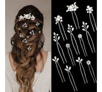 12 Pieces Wedding Hair Pins Bridal Headpiece Pearl Hair Styling Pins Silver Hair Accessories for Brides Bridesmaids