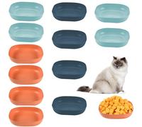 12 Pieces Whisker Fatigue Relief Cat Bowl, BPA-Free Non-Slip Plastic Cat Dishes, 5.7" Wide Shallow Whisker Fatigue Relief Cats Bowls Set for Multi-Cats Homes, Dishwasher Safe