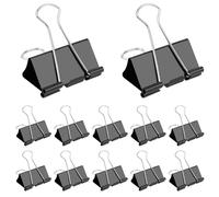 12 Pieces Writing Paper Clips Foldback Clips Binder Clips Money Paper Clamps Stationary Clamps 25mm/32mm/41mm/51mm