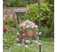 12" Pink Summer Bloom Artificial Hanging Flower Basket Marco Paul Baby Pink One Size