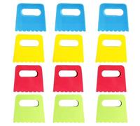12 plastic paint scraper tools, plastic texture art tools, DIY paint scraper learning knives, pottery children's painting tools, acrylic putty for painting (black, yellow, red, blue)