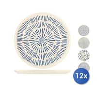 12 Plates H&H Flat Atlas In Stoneware Assorted 28 cm
