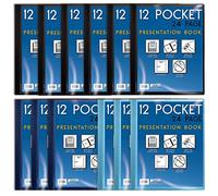 12 Pocket Bound Presentation Book, Assorted Colors, Clear View Front, 24 Sheet Protector Pages, 8.5" x 11" Sheets, by Better Office Products, Art Portfolio, Durable Poly Covers, Letter Size (12 Pack)