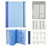 12 Pockets Envelopes Document Organizer Folio, Important File Binder with Label Stickers for Missing Prevention, Fits Bills Checks Birth Certificates Estate Planning, for Home School Office,Blue,Thick