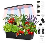 12 Pod Hydroponic Growing System Indoor with Full Spectrum LED Grow Light - Adjustable Height, Water Level Gauge, Timer, Vegetable/Flower Modes & Auto Watering for Herbs, Greens, and Plants (UK Plug)