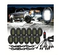 12 Pods Pure White LED Rock Lights Kit, Waterproof 6000K Bright Aluminum Rock Lights with Switch Wiring Harness, Metal Bumper Lights for Trucks Trailers