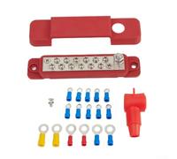 12 Point Busbar Power Distribution Block 180a 48v Dc Having Abs Zinc Alloy Brass Construction for Vehicle Marine Rv Boat Electrical Syst (RED)