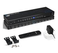 12 Port 8 Port HDMI Switch 12 in 1 Out - 4K HDMI Switcher Selector with IR Remote Control, 4K @ 30Hz Compatible with Laptop, PS5, Xbox, Fire TV, Blu-ray Player, Set-Top Box, TV, Monitor, Projector