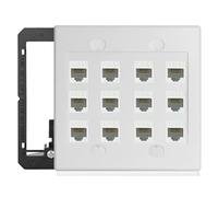 12 Port Ethernet Wall Plate White Cat6 Keystone Jack RJ45 Cables Inline Coupler Wires Connector Date Box Cover with 2 Gang Low Voltage Mount for Network Outlet Setup