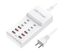 12-Port USB Charger 50W USB Charging Station, Fast Charger Hub for iPhone 15/14/13/12/Samsung/Tablet/Watch/Headphones/Laptop/Multiple Devices