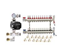 (12 PORT) Water Underfloor Heating Kit 1 - 12 Ports with Pump and Blending Valve Set