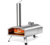 12” Portable Wood Fired Pizza Oven - Stainless Steel Pellet Pizza Stove with Rotating Stone for Outdoor Cooking, Backyard & Camping