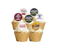 12 Pre-Cut BOY Age 13 Thirteen Birthday Themed Edible Wafer Paper Cake Toppers Decorations