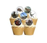 12 Pre-Cut Jurassic Dinosaurs Design Edible Wafer Paper Cake Toppers Decorations
