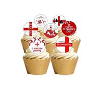 12 Pre-Cut St George's Day English Celebration Themed Edible Wafer Paper Cake Toppers Decorations