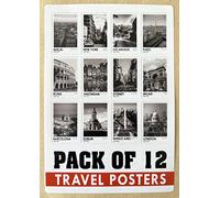 12 Premium Decor - Black and White Photography Wall Art/Famous Architecture Landscape Artwork/Cityscape Pictures & Black and White Wall Art for Living Room/European Buildings Poster City Artwork