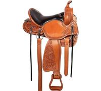 12" Premium Western Horse Barrel Saddle Leather Tack Set Racing Rding Saddle Headstall Breast Collar Breastplate Reins Tan ST-WLS-C103