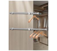12" Pull-Out Valet Rod for Closet Organization, Add Extra Hanging Space 304 Stainless Steel Closet Rods, Silver Chrome Finish, Space-Saving Design for Small Closets, 2 Pack
