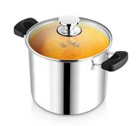 12 Quart 3-Ply Cooking Stock Pot with Lid, P&P CHEF Stainless Steel Large Pot for Pasta Soup, Work on Multi Stove, Heavy Duty & Dishwasher Safe, Dual Heat-resistant Handles & Visible Lid