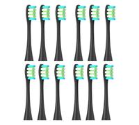 12 Replacement Heads, Compatible with Oclean Flow/X/X PRO/ Z1/ F1/ One/Air 2/SE Brush Heads, Soft Toothbrush Vacuum Cleaner Bristles (12pcs Black, One Size)