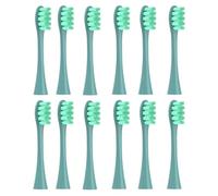 12 Replacement Heads, Compatible with Oclean Flow/X/X PRO/ Z1/ F1/ One/Air 2/SE Brush Heads, Soft Toothbrush Vacuum Cleaner Bristles (12pcs Green, One Size)